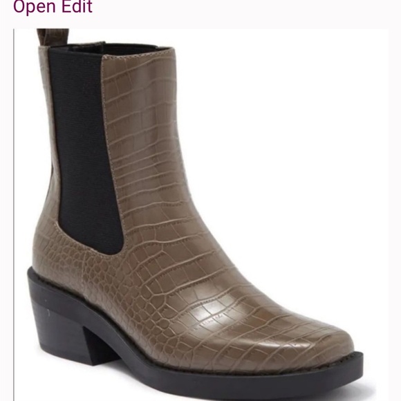 Open Edit Shoes - NWOT Open Edit Ayla Chelsea Boot (Women) Moss Green Croco Ankle Booties Sz 8 1/2
